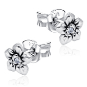 Beautiful Flowers with CZ Stone Silver Ear Stud STS-5477  